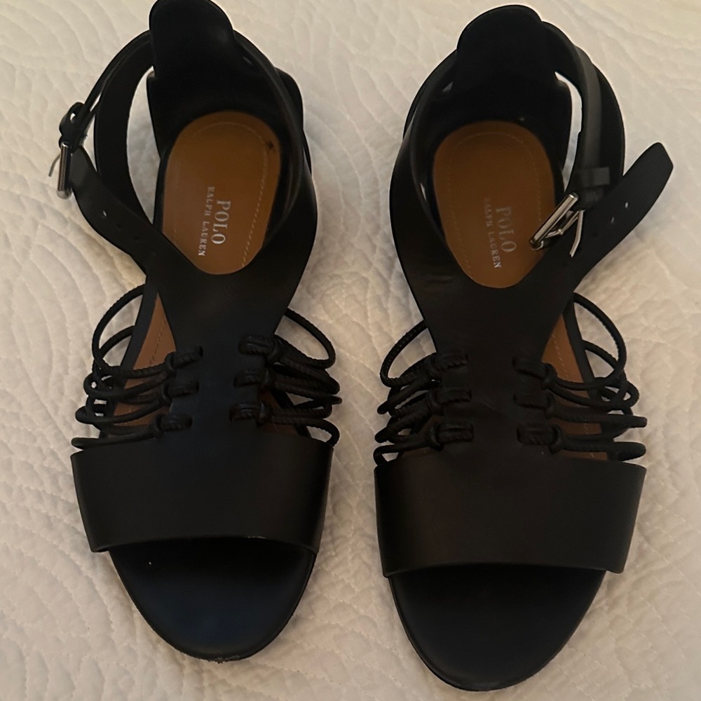 Polo by Ralph Lauren Black Strappy Sandals size 37